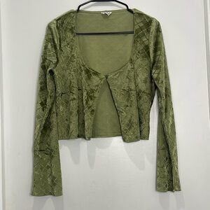 Cotton On Velvet Long Sleeve Crop Top Size Large